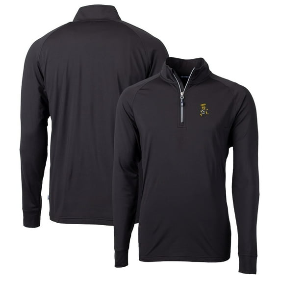 Men's Cutter & Buck Black Wichita State Shockers Adapt Eco Knit Stretch Recycled Quarter-Zip Pullover Top