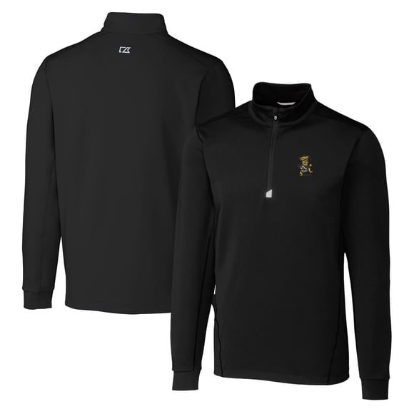 Men's Cutter & Buck Black Wichita State Shockers Big & Tall Traverse Stretch Quarter-Zip Pullover Top