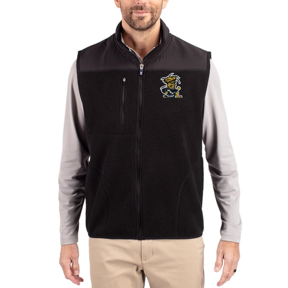 Men's Cutter & Buck Black Wichita State Shockers Cascade Eco Fleece Full-Zip Vest