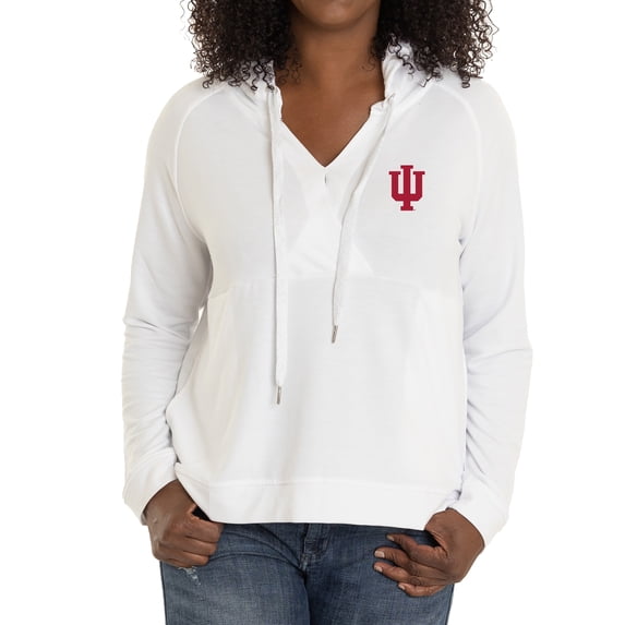 Women's White Indiana Hoosiers Christine Cross Front Tri-Blend Pullover Hoodie