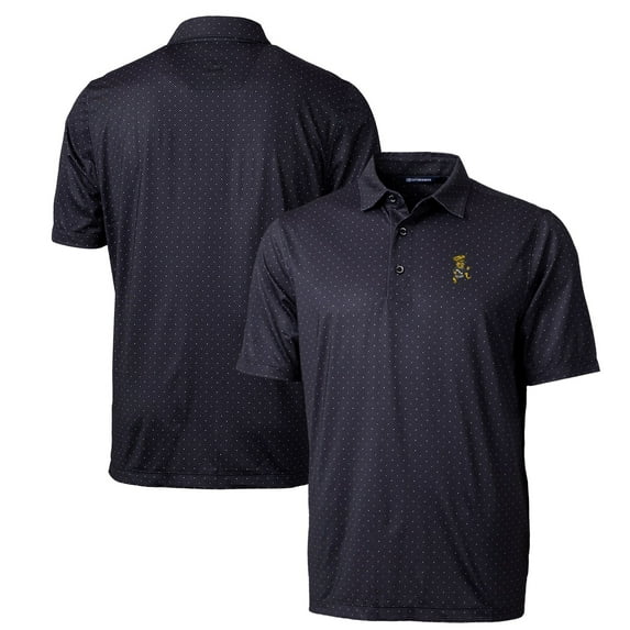 Men's Cutter & Buck Black Wichita State Shockers Primary Team Logo Pike Double Dot Print Stretch Polo