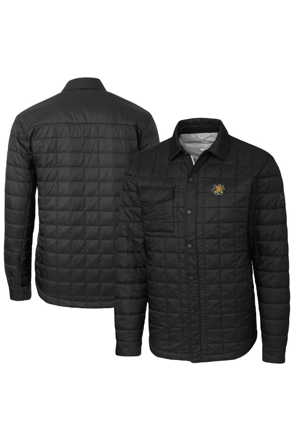 Men's-Cutter & Buck Black Wichita State Shockers Ranier Eco Insulated PrimaLoft Full-Snap Shacket