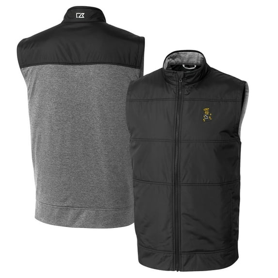 Men's Cutter & Buck Black Wichita State Shockers Vault Big & Tall Stealth Hybrid Windbreaker Full-Zip Vest
