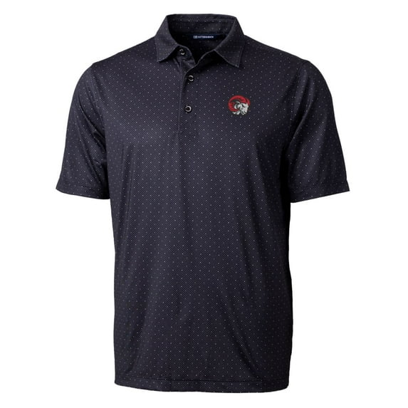 Men's Cutter & Buck Black Winston-Salem State Rams Pike Double Dot Print Stretch Polo