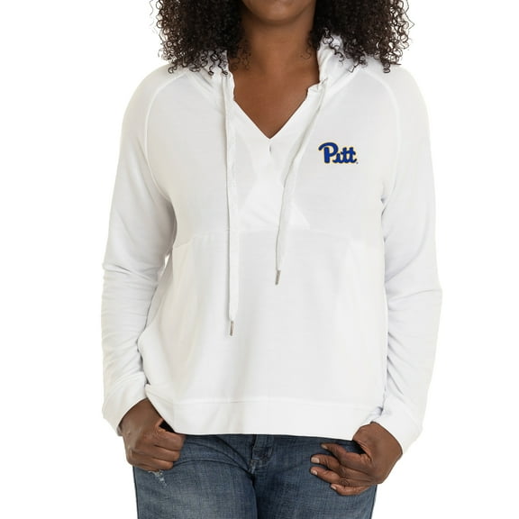 Women's White Pitt Panthers Christine Cross Front Tri-Blend Pullover Hoodie