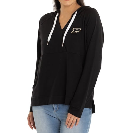 Women's Black Purdue Boilermakers Christine Cross Front Tri-Blend Pullover Hoodie