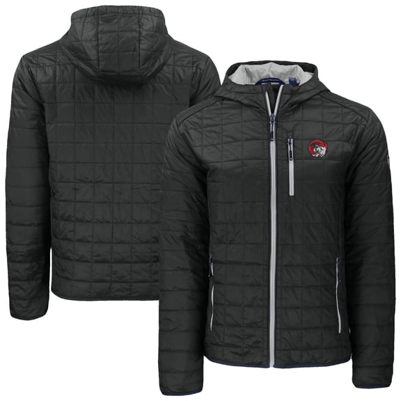 Men's-Cutter & Buck Black Winston-Salem State Rams Rainier Eco PrimaLoft Hooded Full-Zip Jacket