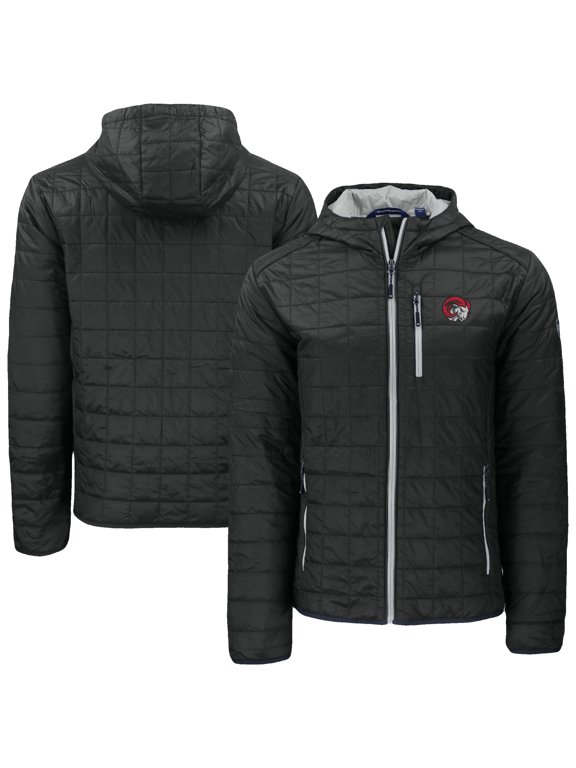 Men's-Cutter & Buck Black Winston-Salem State Rams Rainier Eco PrimaLoft Hooded Full-Zip Jacket