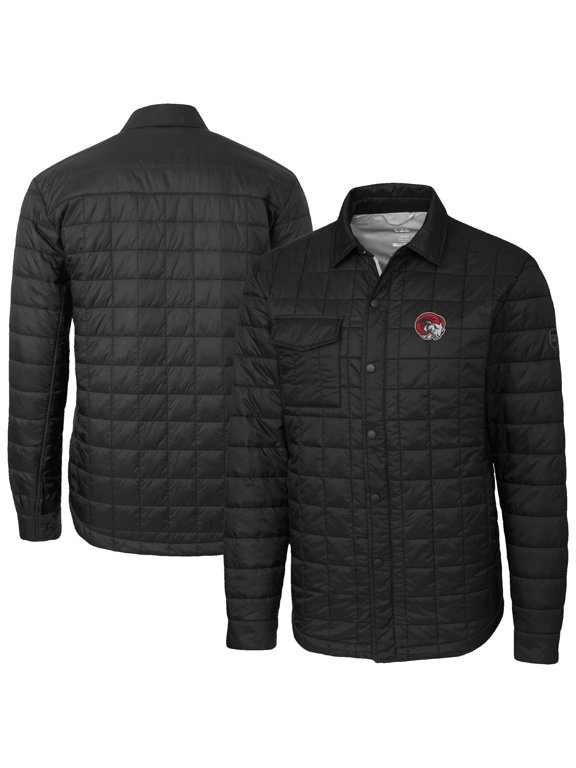 Men's-Cutter & Buck Black Winston-Salem State Rams Ranier Eco Insulated PrimaLoft Full-Snap Shacket