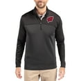 thumbnail image 1 of Men's-Cutter & Buck  Black Wisconsin Badgers Traverse Stretch Eco Stripe DryTec Tri-Blend Quarter-Zip Pullover, 1 of 2