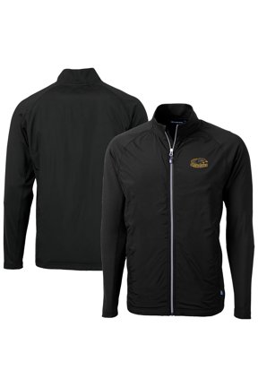 Men's Cutter & Buck Black Wisconsin-Milwaukee Panthers Adapt Eco Knit Hybrid Recycled Full-Zip Jacket