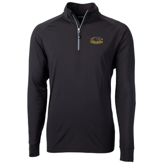 Men's Cutter & Buck Black Wisconsin-Milwaukee Panthers Big & Tall Adapt Eco Knit Quarter-Zip Pullover Top