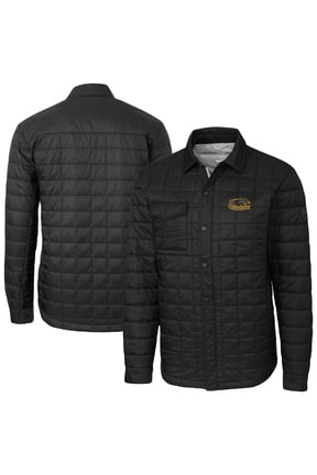Men's-Cutter & Buck Black Wisconsin-Milwaukee Panthers Ranier Eco Insulated PrimaLoft Full-Snap Shacket