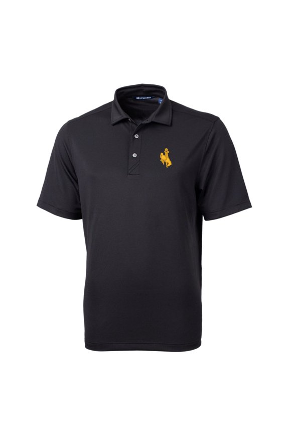 Men's Cutter & Buck Black Wyoming Cowboys Big & Tall Virtue Eco Pique Recycled Polo