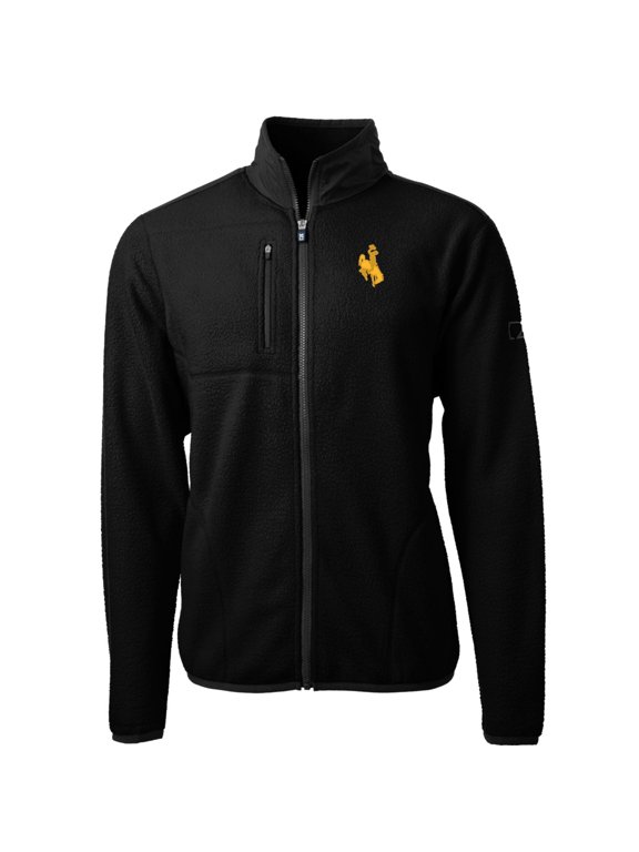 Men's Cutter & Buck Black Wyoming Cowboys Team Logo Cascade Eco Sherpa Fleece Full-Zip Jacket