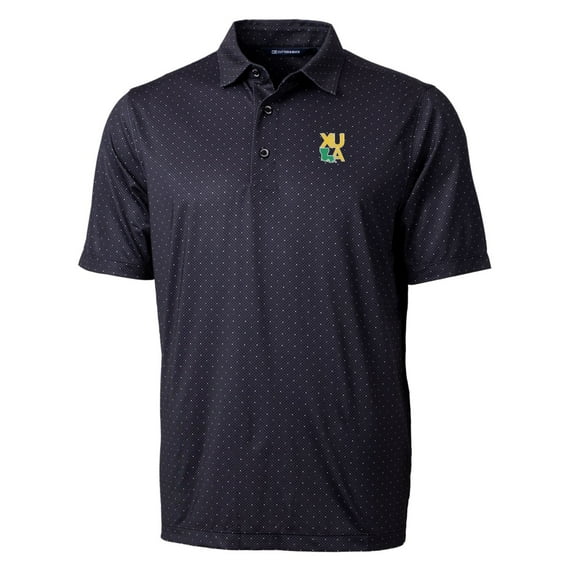 Men's Cutter & Buck Black XULA Gold Pike Double Dot Print Stretch Polo