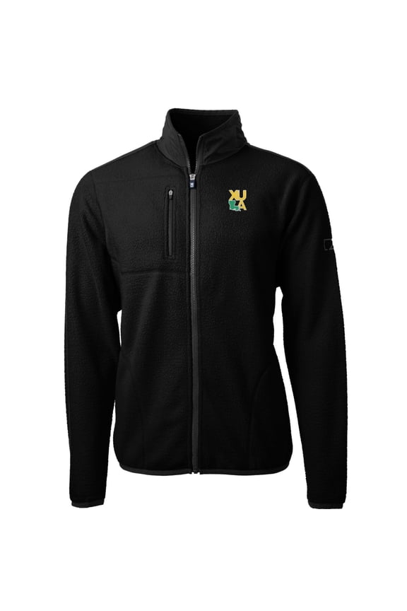 Men's Cutter & Buck Black XULA Gold Team Logo Cascade Eco Sherpa Fleece Full-Zip Jacket