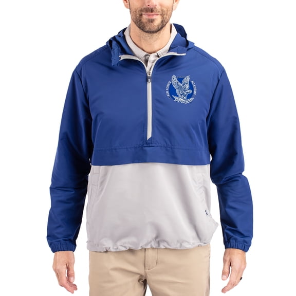 Men's Cutter & Buck Blue Air Force Falcons Charter Eco Recycled Half-Zip Anorak Jacket