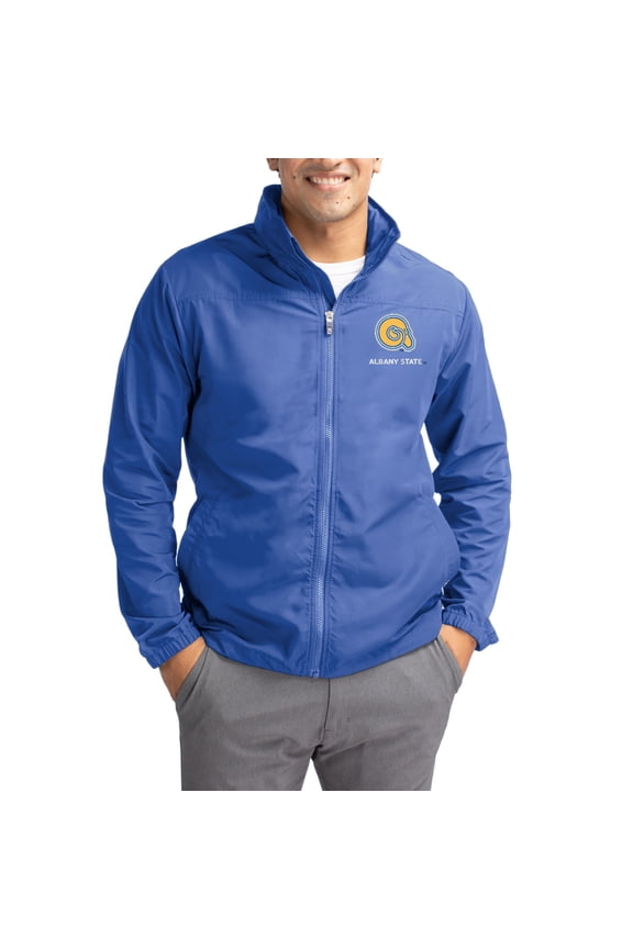 Men's Cutter & Buck Blue Albany State Golden Rams Charter Eco Recycled Full-Zip Jacket