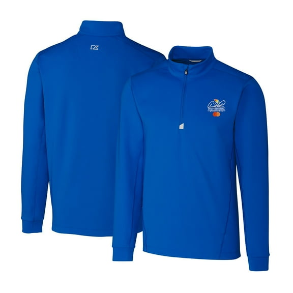 Men's Cutter & Buck Blue Arnold Palmer Invitational Traverse Stretch Quarter-Zip Pullover Top