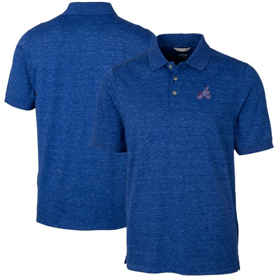 Men's Cutter & Buck Blue Atlanta Braves City Connect Advantage Space Dye Tri-Blend Polo