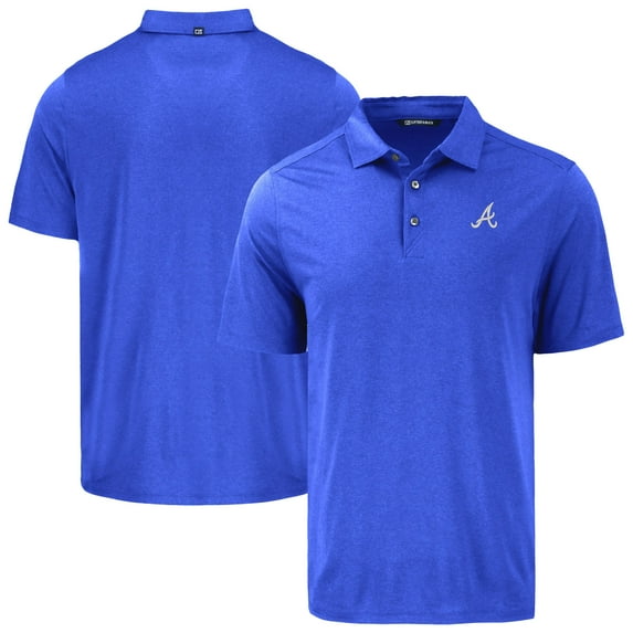 Men's Cutter & Buck Blue Atlanta Braves Coastline Epic Comfort Eco Recycled Polo
