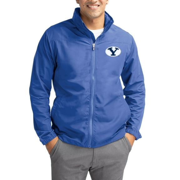 Men's Cutter & Buck Blue BYU Cougars Charter Eco Recycled Full-Zip Jacket
