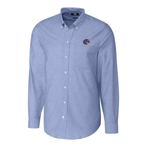 Men's Cutter & Buck Blue Boise State Broncos Stretch Oxford Big & Tall Long Sleeve Button-Down Shirt