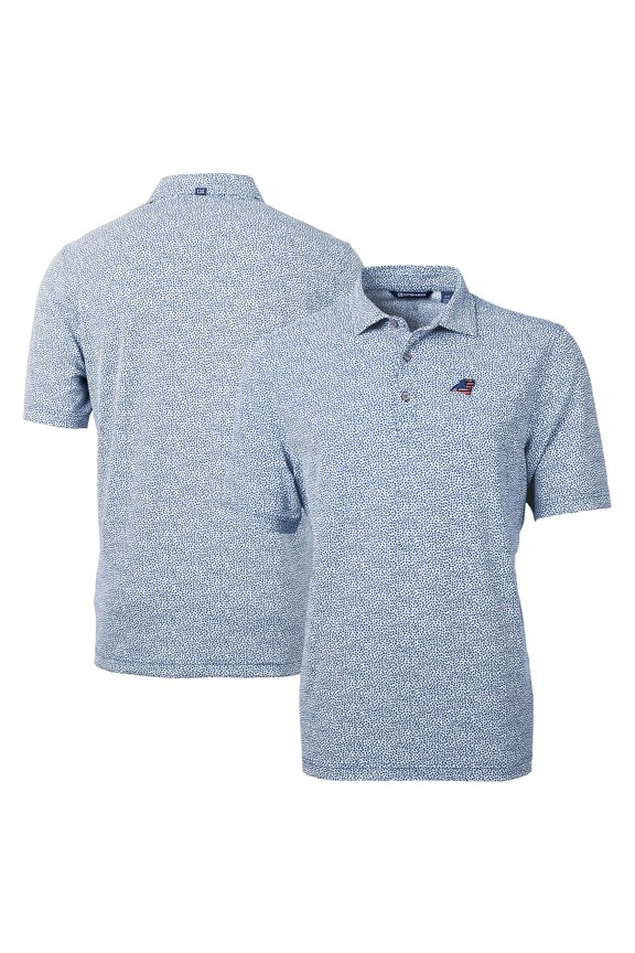 Men's Cutter & Buck Blue Carolina Panthers Virtue Eco Pique Botanical Print Recycled Polo