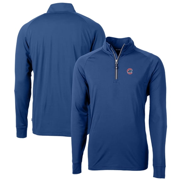 Men's Cutter & Buck Blue Chicago Cubs Big & Tall Adapt Eco Knit Stretch Recycled Quarter-Zip Pullover Top