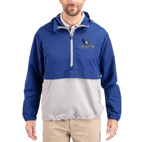 Men's Cutter & Buck Blue Creighton Bluejays Charter Eco Recycled Half-Zip Anorak Jacket