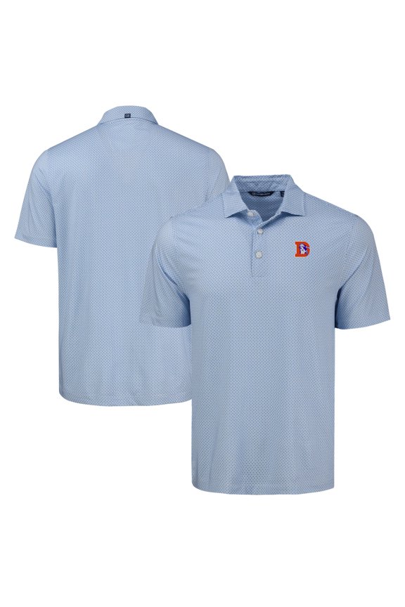 Men's Cutter & Buck Blue Denver Broncos Pike Eco Diamond Dot Print Polo