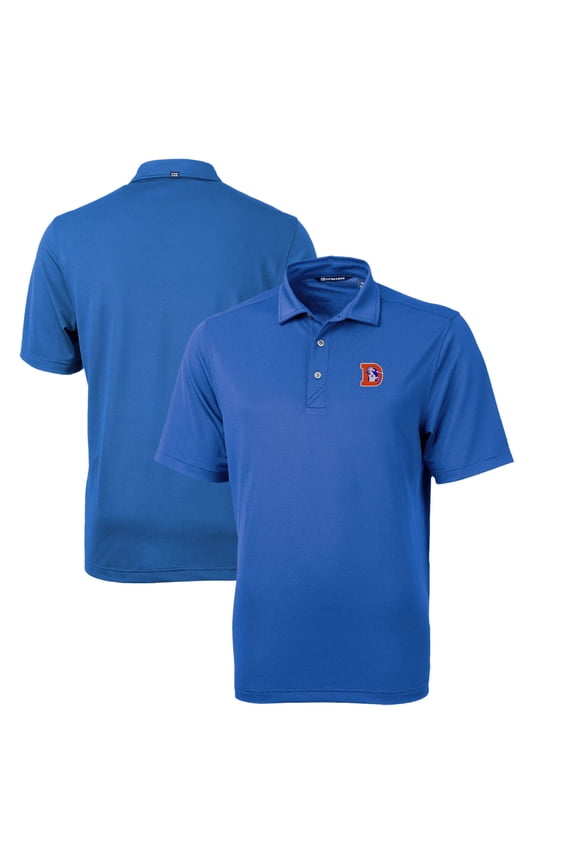 Men's Cutter & Buck Blue Denver Broncos Throwback Logo Virtue Eco Pique Recycled Polo