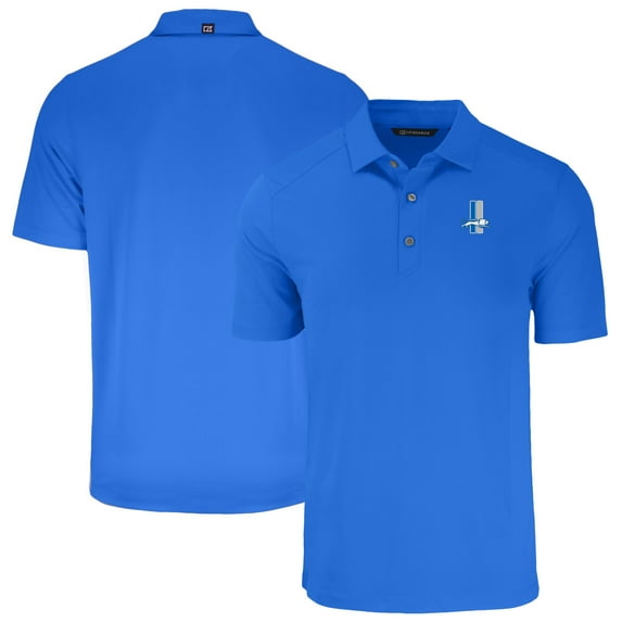 Men's Cutter & Buck Blue Detroit Lions Throwback Big & Tall Forge Eco Stretch Recycled Polo
