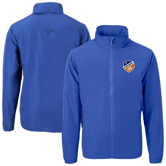 Men's-Cutter & Buck  Blue FC Cincinnati Charter Eco Recycled Full-Zip Jacket