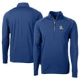 thumbnail image 1 of Men's Cutter & Buck  Blue Frisco RoughRiders Adapt Eco Knit Stretch Recycled Big & Tall Quarter-Zip Pullover Top, 1 of 3