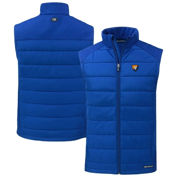 Men's Cutter & Buck Blue Illinois Fighting Illini Evoke Hybrid Eco Softshell Recycled Full-Zip Vest