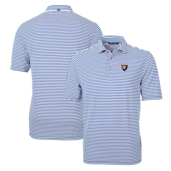 Men's Cutter & Buck Blue Illinois Fighting Illini Throwback Logo Virtue Eco Pique Stripe Recycled Polo