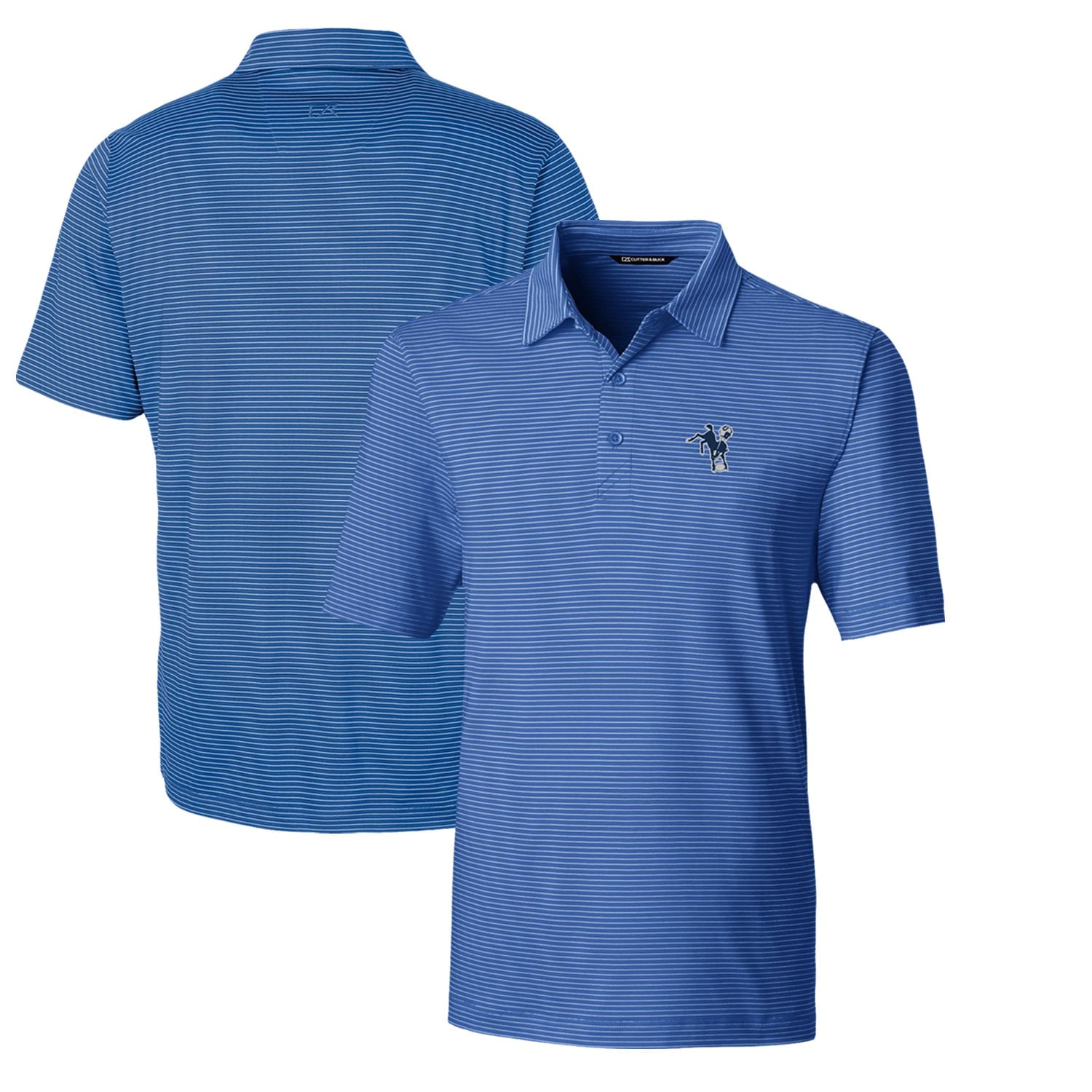 Men's Cutter & Buck Blue Indianapolis Colts Throwback Logo Pencil Stripe Stretch Polo
