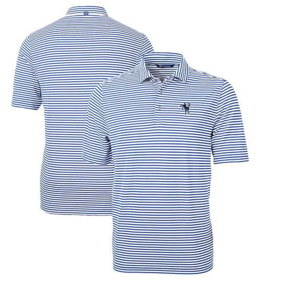 Men's Cutter & Buck Blue Indianapolis Colts Throwback Logo Virtue Eco Pique Stripe Recycled Polo
