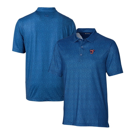 Men's Cutter & Buck Blue Jacksonville Jumbo Shrimp Pike Micro Floral Stretch Polo
