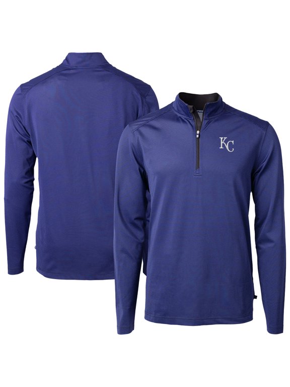 Men's Cutter & Buck Blue Kansas City Royals Big & Tall Virtue Eco Pique Micro Stripe Recycled Quarter-Zip Pullover Top