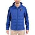 thumbnail image 1 of Men's Cutter & Buck Blue Kansas Jayhawks Evoke Hybrid Eco Softshell Recycled Full Zip Hooded Jacket, 1 of 2