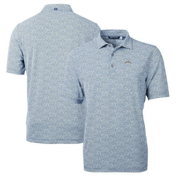 Men's Cutter & Buck Blue Los Angeles Chargers Virtue Eco Pique Botanical Print Recycled Polo