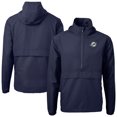 thumbnail image 1 of Men's Cutter & Buck Blue Miami Dolphins Charter Eco Recycled Anorak Half-Zip Jacket, 1 of 3