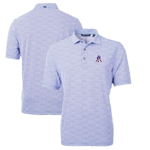 Men's Cutter & Buck Blue New England Patriots Throwback Logo Virtue Eco-Pique Botanical Recycled Polo