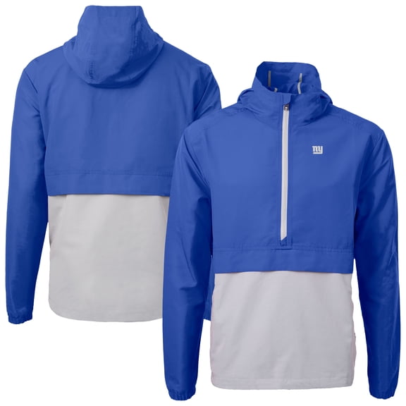 Men's Cutter & Buck Blue New York Giants Charter Eco Recycled Anorak Half-Zip Jacket