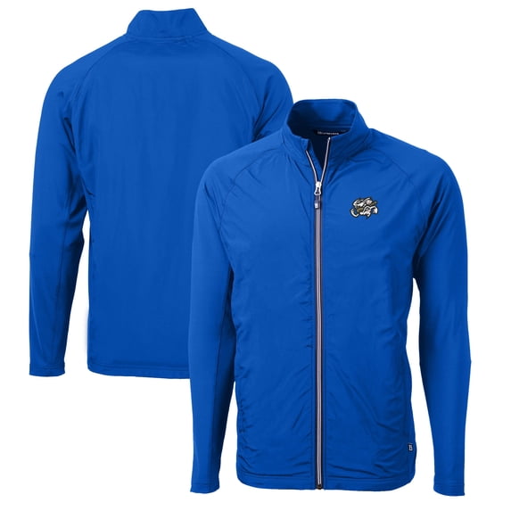 Men's Cutter & Buck Blue Omaha Storm Chasers Adapt Eco Knit Hybrid Recycled Full-Zip Jacket