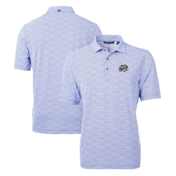 Men's Cutter & Buck Blue Omaha Storm Chasers Virtue Eco Pique Botanical Print Recycled Polo