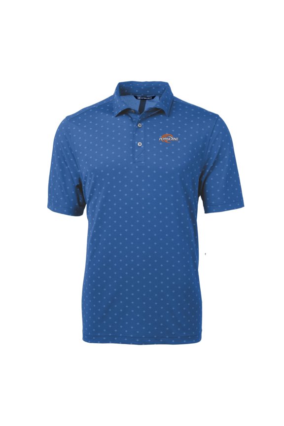 Men's Cutter & Buck Blue Pepperdine Waves Virtue Eco Pique Tile Print Polo